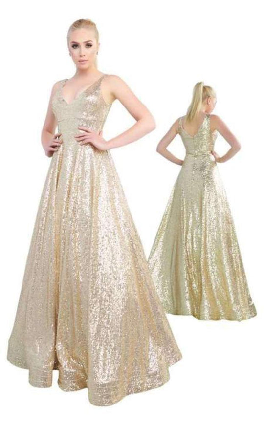 Ieena Duggal - 48798I Allover Sequin Sleeveless A Line Gown