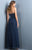 Scala - 48801 Strapless Beaded Bodice Chiffon A-Line Gown In Blue