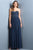 Scala - 48801 Strapless Beaded Bodice Chiffon A-Line Gown In Blue