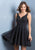 Scala - 48815 Beaded V-neck Short A-line Dress In Black