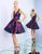 Ieena Duggal - 48853I Floral Printed V-neck A-line Dress In Blue and Floral
