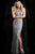 Scala - 48831 Halter Neck Sequined Sheath Gown in Silver