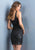 Scala - 48833 Sleeveless Floral Chevron Detailed Sheath Dress In Black