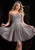 Scala - 48834 Bejeweled Strapless Sweetheart Short Dress in Silver