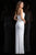 Scala - 48835 Strapless Sweetheart Scroll Ornate Sheath Gown In White and Pink