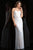 Scala - 48835 Strapless Sweetheart Scroll Ornate Sheath Gown In White and Pink