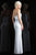 Scala - 48835 Strapless Sweetheart Scroll Ornate Sheath Gown In White and Blue