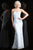 Scala - 48835 Strapless Sweetheart Scroll Ornate Sheath Gown In White and Blue