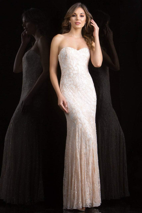 Scala - 48836 Shimmering Strapless Sequined Evening Gown In Pink