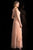 Scala - 48841 Jewel Neck Beaded Chiffon A-line Gown In Orange