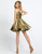 Ieena Duggal - 48847I Metallic Fabric Fit and Flare Cocktail Dress In Gold