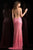 Scala - 48848 Slim Straps V-neck Sequined Fitted Gown in Pink
