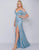 Mac Duggal Prom - 4884M Sequined Plunging V-Neck Gown with Slit In Blue