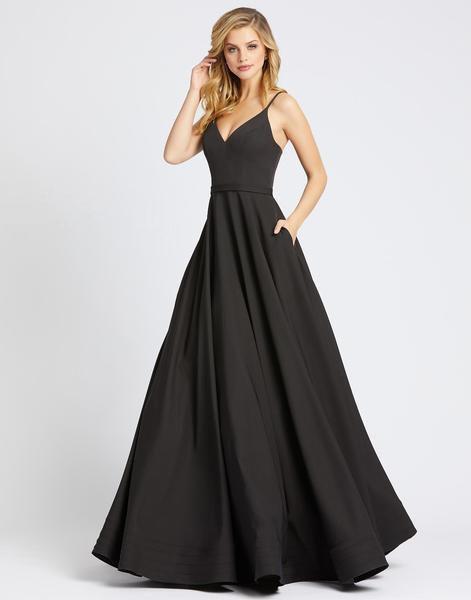 Ieena Duggal - 48855I V Neck Sleeveless Fitted Bodice A-Line Dress In Black