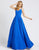 Ieena Duggal - 48855I V Neck Sleeveless Fitted Bodice A-Line Dress In Blue