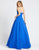 Ieena Duggal - 48855I V Neck Sleeveless Fitted Bodice A-Line Dress In Blue