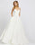 Ieena Duggal - 48855I V Neck Sleeveless Fitted Bodice A-Line Dress In White