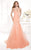 Tarik Ediz - mte92372 Bejeweled Illusion Sleeve Fitted Trumpet Gown In Orange