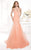 Tarik Ediz - Bejeweled Illusion Sleeve Fitted Trumpet Gown mte92372 In Pink