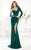 Tarik Ediz - mte92373 Illusion Asymmetrical Long Sleeve Gown In Green