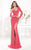 Tarik Ediz - mte92373 Illusion Asymmetrical Long Sleeve Gown In Pink