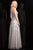 Scala - 48858 Exquisitely Beaded Halter Style A-Line Dress In Silver and Neutral