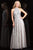 Scala - 48858 Exquisitely Beaded Halter Style A-Line Dress In Silver and Neutral