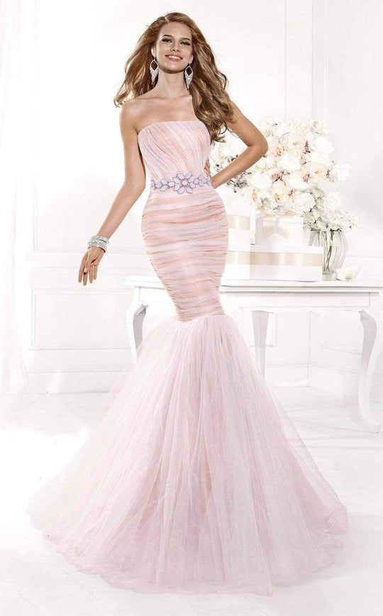Tarik Ediz - mte92378 Strapless Ruched Trumpet Gown In Pink and Neutral