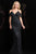 Scala - 48860 Sequined Draping V-Neck Sheath Gown In Black