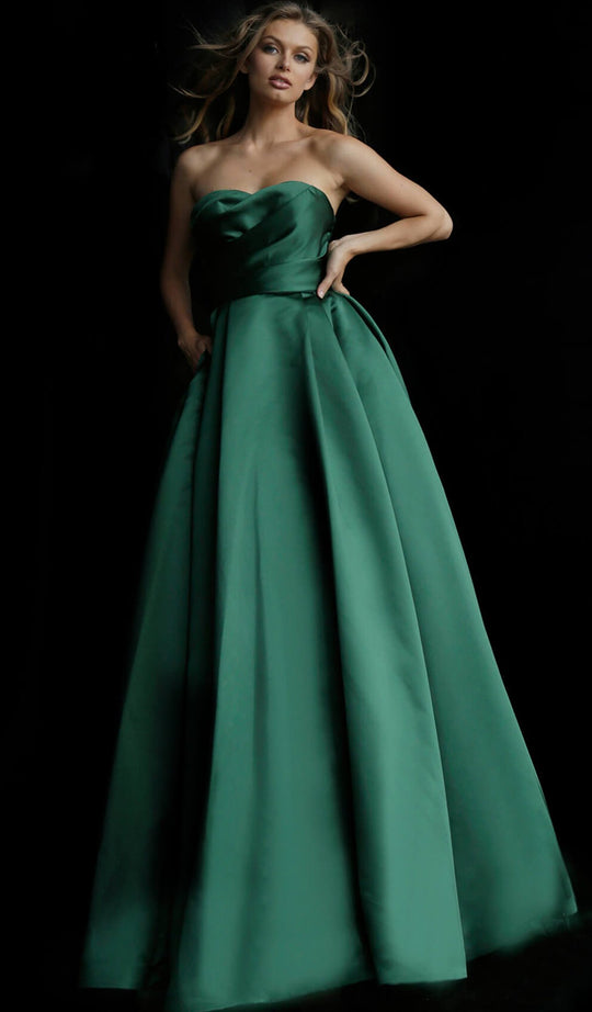 Jovani - 48861 Pleated Sweetheart Ballgown In Green