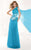 Tarik Ediz - mte92384 Asymmetrical Ruched Illusion Sash Gown In Blue