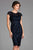 Scala - 48864 Knee Length Sequin-Crusted Cap Sleeve Dress In Blue