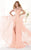 Tarik Ediz - MTE92386 Bejeweled Illusion Neckline Evening Gown In Orange and Pink
