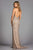 Scala - 48871 Beaded Chevron Motif Long Sheath Gown In Gray and Silver