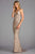 Scala - 48871 Beaded Chevron Motif Long Sheath Gown In Gray and Silver