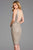 Scala - 48880 Lattice Beaded Halter Sheath Dress In Gray and Silver