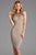 Scala - 48880 Lattice Beaded Halter Sheath Dress In Gray and Silver