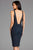 Scala - 48880 Lattice Beaded Halter Sheath Dress In Blue