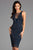 Scala - 48880 Lattice Beaded Halter Sheath Dress In Blue