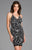 Scala - 48881 Fitted V Neck Cocktail Dress with Open Back In Black and White