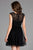 Scala - 48882 Beaded Bateau Tulle A-line Dress In Black