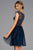 Scala - 48882 Beaded Bateau Tulle A-line Dress In Blue