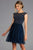 Scala - 48882 Beaded Bateau Tulle A-line Dress In Blue