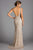 Scala - 48883 Sequined Plunging V-neck Sheath Dress With Train In Neutral
