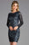 Scala - 48884 Bedazzled Long Sleeve Bateau Sheath Dress In Gray