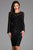 Scala - 48885 Sequined Long Bell Sleeve Fitted Dress In Black