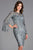 Scala - 48885 Sequined Long Bell Sleeve Fitted Dress In Gray