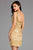 Scala - 48886 Sequined and Beaded Scoop Fitted Dress In Gold