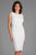 Scala - 48887 Sequined Bateau Neck Fitted Dress In White