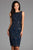 Scala - 48887 Sequined Bateau Neck Fitted Dress In Blue